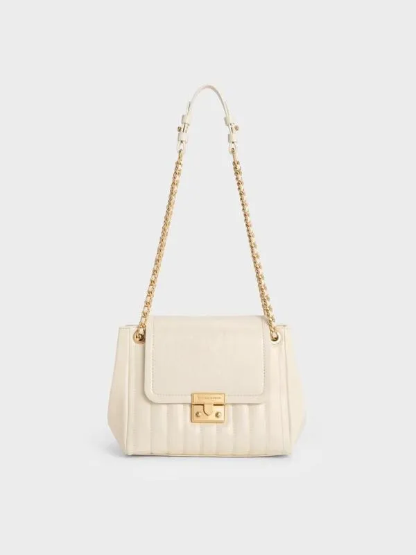 Women Donna CrinkleEffect Shoulder Bag 8211 Cream CHARLES and KEITH Shoulder Bags Women Donna CrinkleEffect Shoulder Bag 8211 Cream CHARLES and KEITH Shoulder Bags