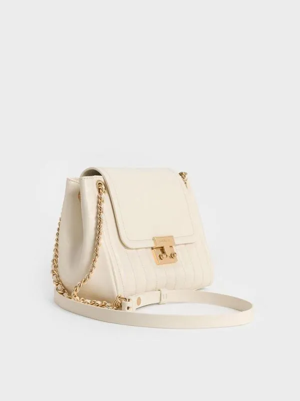 Women Donna CrinkleEffect Shoulder Bag 8211 Cream CHARLES and KEITH Shoulder Bags