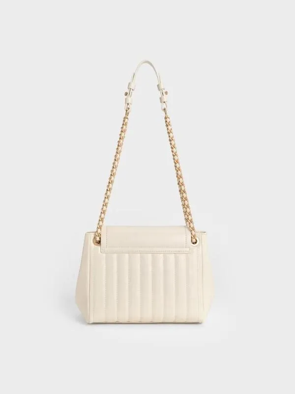 Women Donna CrinkleEffect Shoulder Bag 8211 Cream CHARLES and KEITH Shoulder Bags
