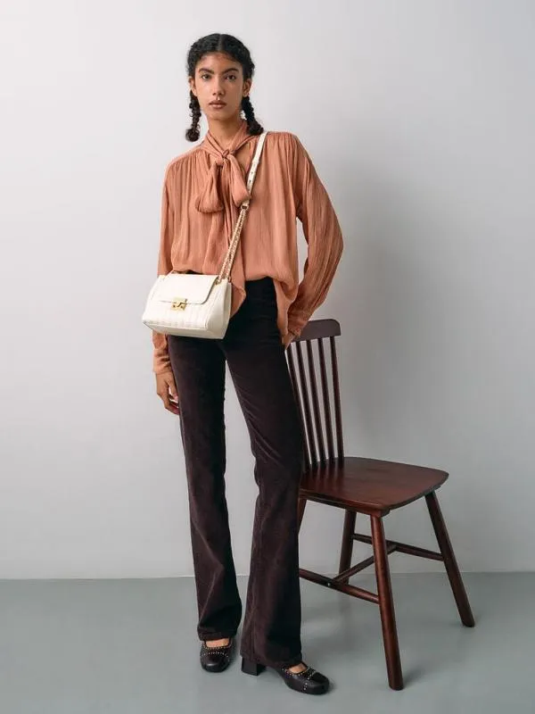 Women Donna CrinkleEffect Shoulder Bag 8211 Cream CHARLES and KEITH Shoulder Bags
