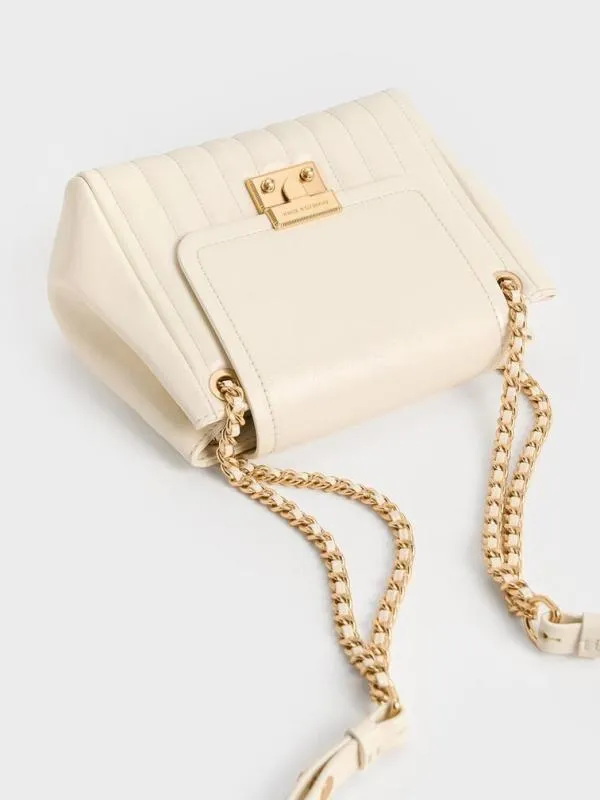 Women Donna CrinkleEffect Shoulder Bag 8211 Cream CHARLES and KEITH Shoulder Bags