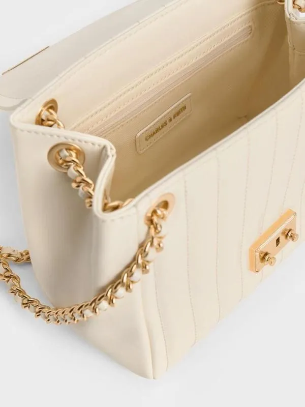 Women Donna CrinkleEffect Shoulder Bag 8211 Cream CHARLES and KEITH Shoulder Bags