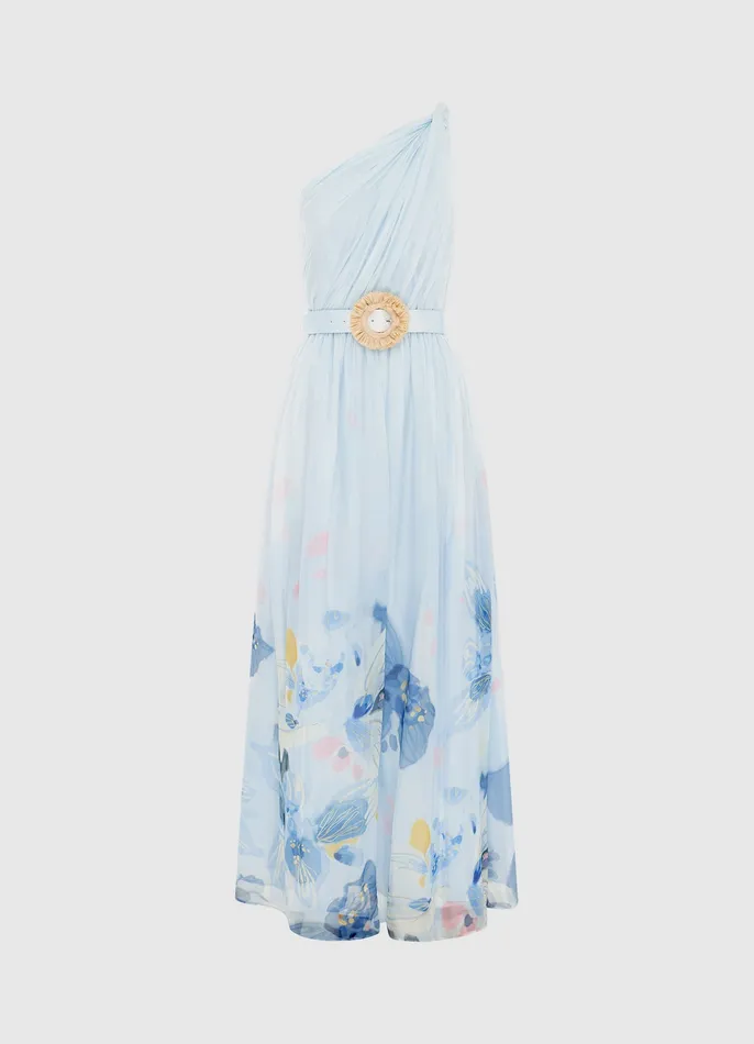Women Dresses and Jumpsuits LEO LIN Adriana One Shoulder Maxi Dress 8211 Tranquility Print