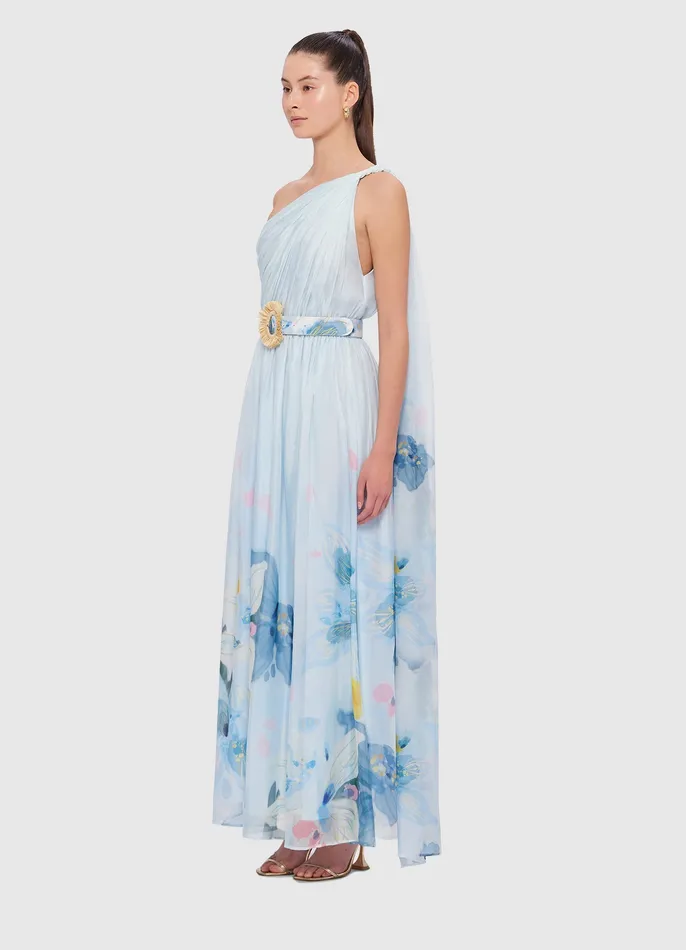 Women Dresses and Jumpsuits LEO LIN Adriana One Shoulder Maxi Dress 8211 Tranquility Print
