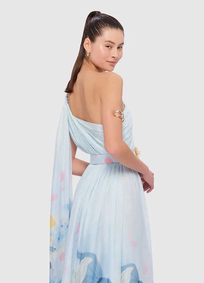 Women Dresses and Jumpsuits LEO LIN Adriana One Shoulder Maxi Dress 8211 Tranquility Print