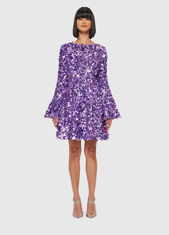 Women Dresses and Jumpsuits LEO LIN Kristen Sequin Open Back Mini Dress 8211 Lavender