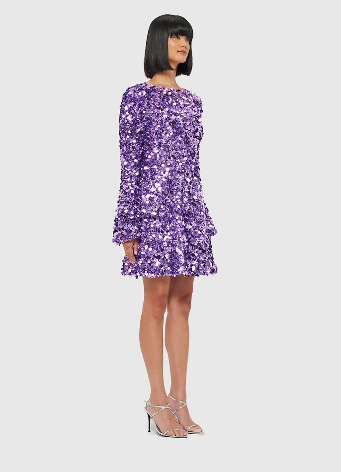 Women Dresses and Jumpsuits LEO LIN Kristen Sequin Open Back Mini Dress 8211 Lavender