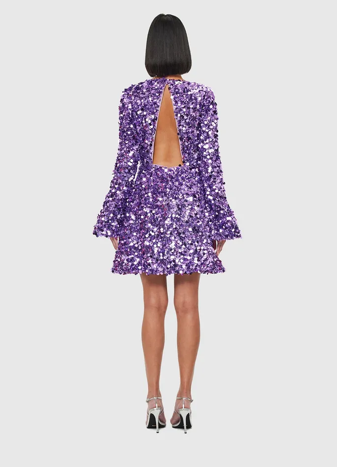 Women Dresses and Jumpsuits LEO LIN Kristen Sequin Open Back Mini Dress 8211 Lavender