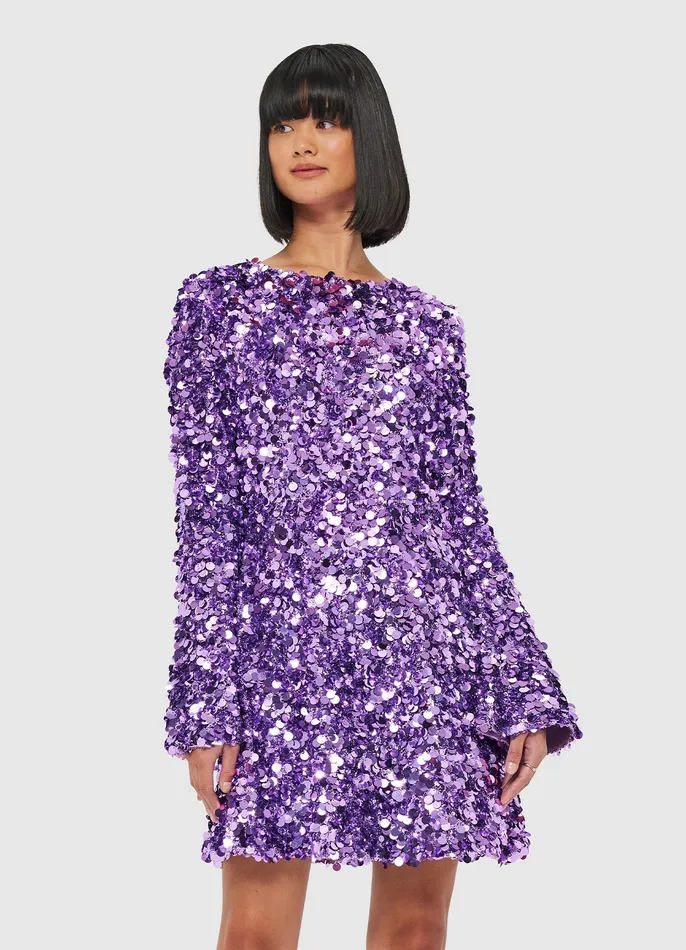 Women Dresses and Jumpsuits LEO LIN Kristen Sequin Open Back Mini Dress 8211 Lavender