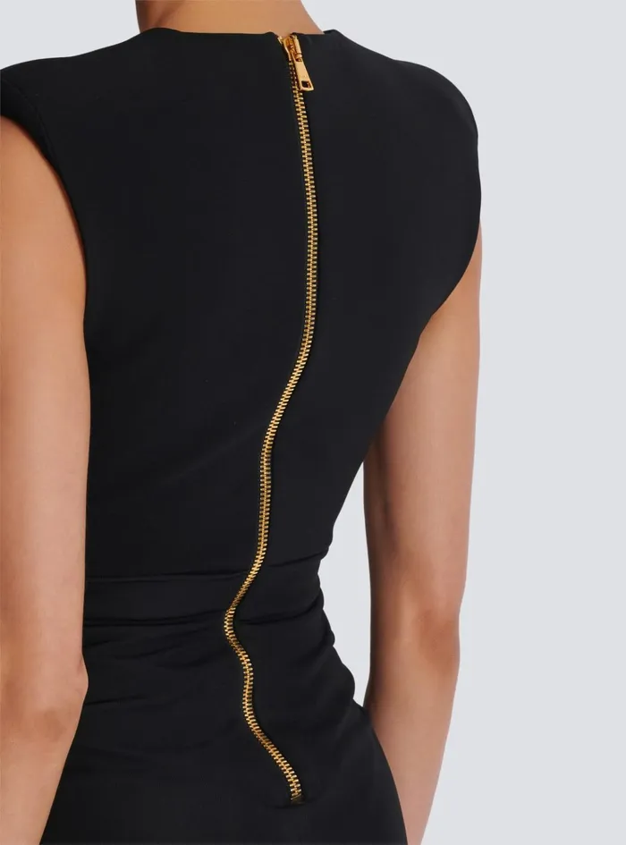 Women Dresses Balmain Long Tailored Crepe Dress Black
