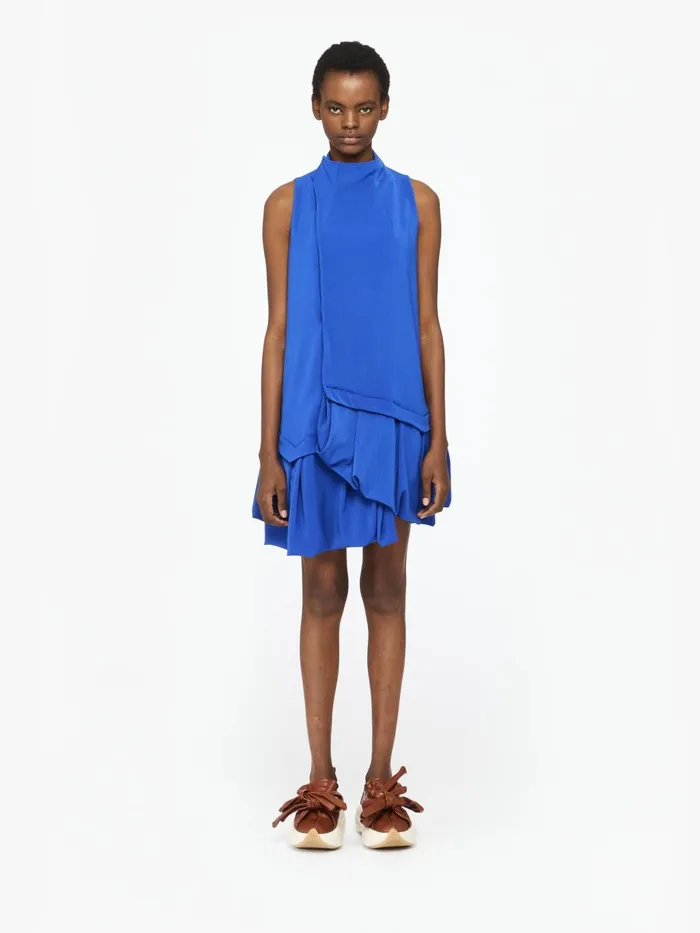 Women Dresses JW Anderson ALINE RUFFLE HEM MINI DRESS Sapphire Blue
