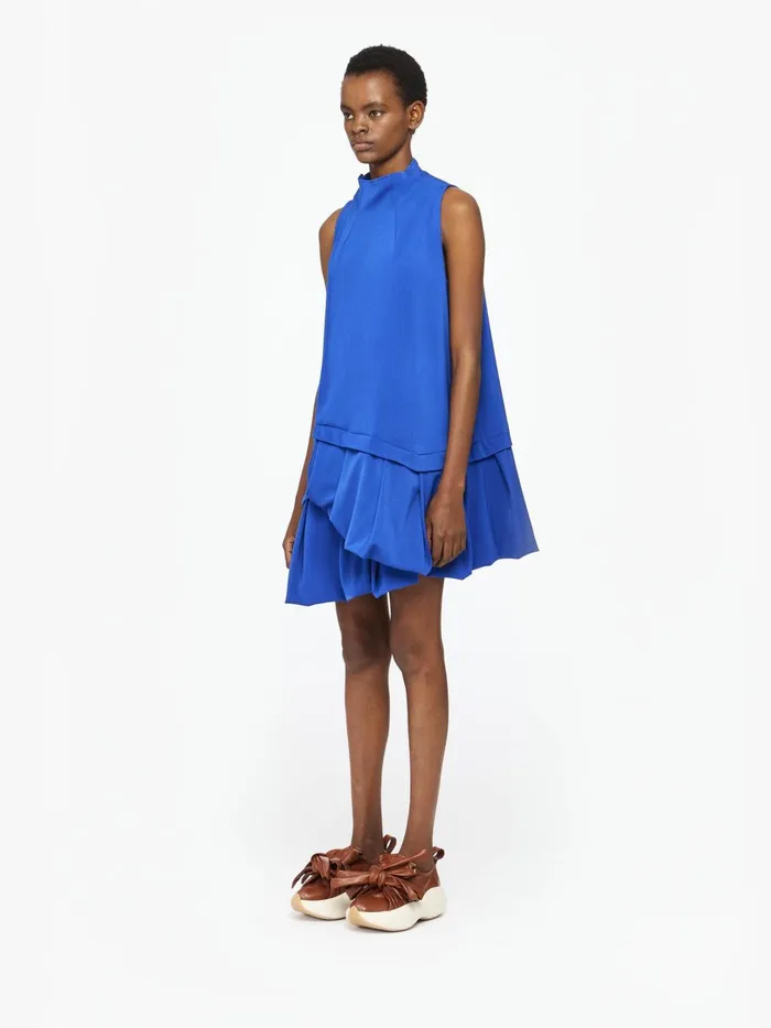 Women Dresses JW Anderson ALINE RUFFLE HEM MINI DRESS Sapphire Blue