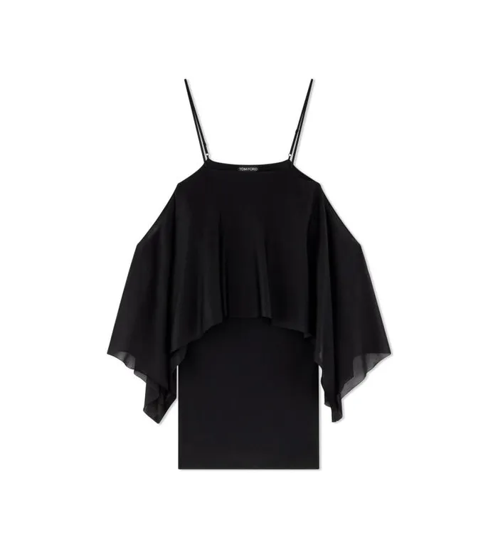 Women Dresses Tom Ford Compact Slinky Viscose Ruffle Dress Black