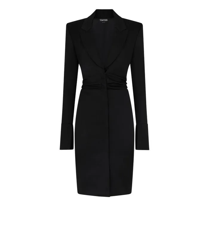 Women Dresses Tom Ford Couture Cotton Satin Tailored Dress Black
