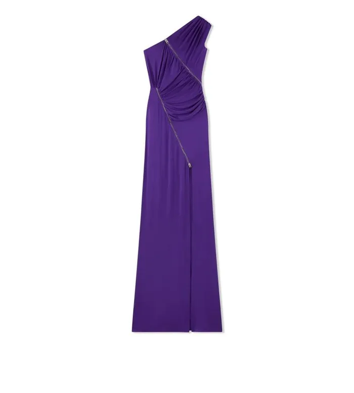 Women Dresses Tom Ford Glossy Viscose Jersey One Shoulder Evening Dress Purple Dalhia