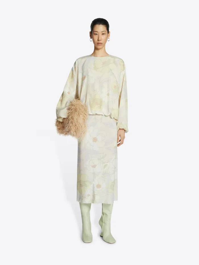 Women Dries Van Noten Skirts Printed Silk Skirt