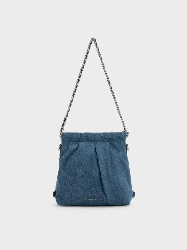 Women Duo Denim ChainHandle TwoWay Backpack 8211 Denim Blue CHARLES and KEITH Slouchy Bags Women Duo Denim ChainHandle TwoWay Backpack 8211 Denim Blue CHARLES and KEITH Slouchy Bags