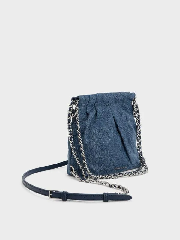 Women Duo Denim ChainHandle TwoWay Backpack 8211 Denim Blue CHARLES and KEITH Slouchy Bags