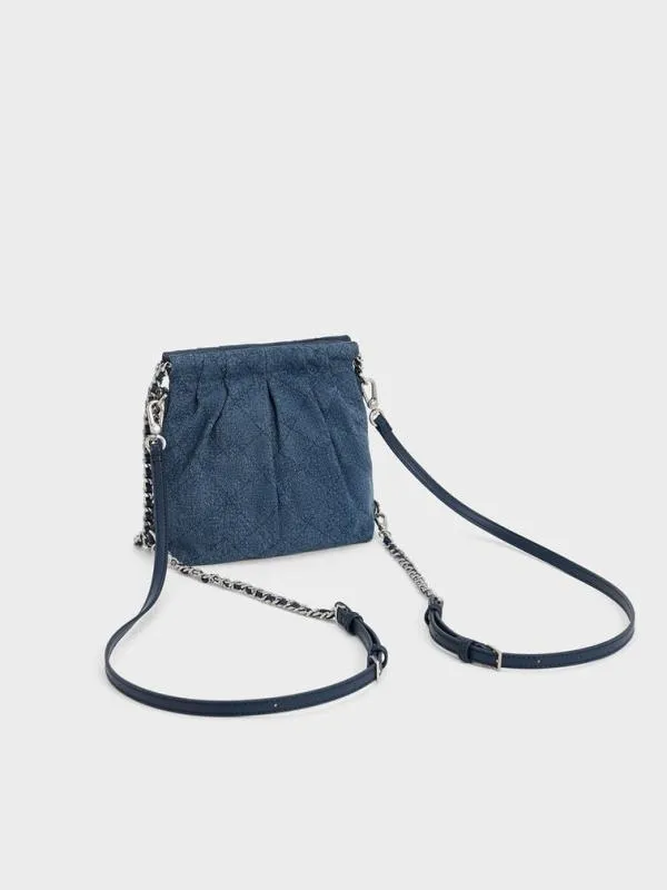 Women Duo Denim ChainHandle TwoWay Backpack 8211 Denim Blue CHARLES and KEITH Slouchy Bags