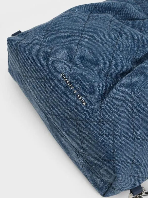 Women Duo Denim ChainHandle TwoWay Backpack 8211 Denim Blue CHARLES and KEITH Slouchy Bags