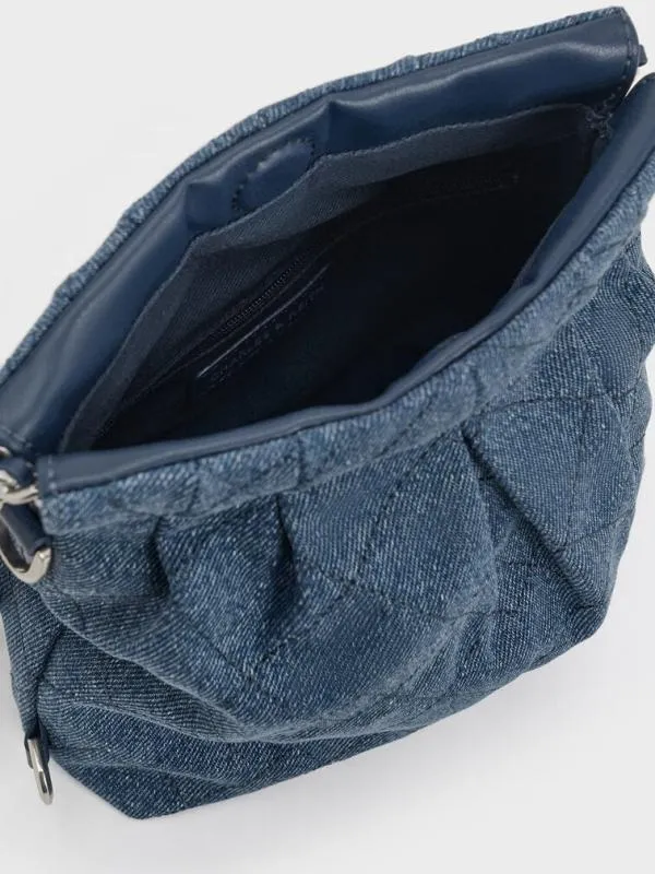 Women Duo Denim ChainHandle TwoWay Backpack 8211 Denim Blue CHARLES and KEITH Slouchy Bags