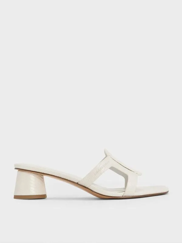 Women Easley CrocEffect CutOut Heeled Sandals 8211 Animal Print White CHARLES and KEITH Heels Women Easley CrocEffect CutOut Heeled Sandals 8211 Animal Print White CHARLES and KEITH Heels