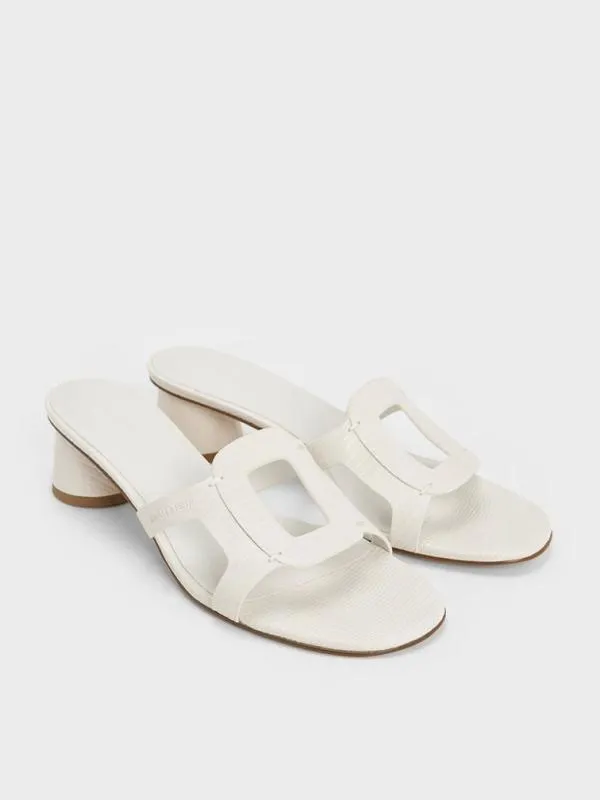 Women Easley CrocEffect CutOut Heeled Sandals 8211 Animal Print White CHARLES and KEITH Heels Women Easley CrocEffect CutOut Heeled Sandals 8211 Animal Print White CHARLES and KEITH Heels