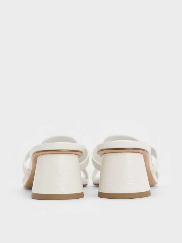 Women Easley CrocEffect CutOut Heeled Sandals 8211 Animal Print White CHARLES and KEITH Heels Women Easley CrocEffect CutOut Heeled Sandals 8211 Animal Print White CHARLES and KEITH Heels