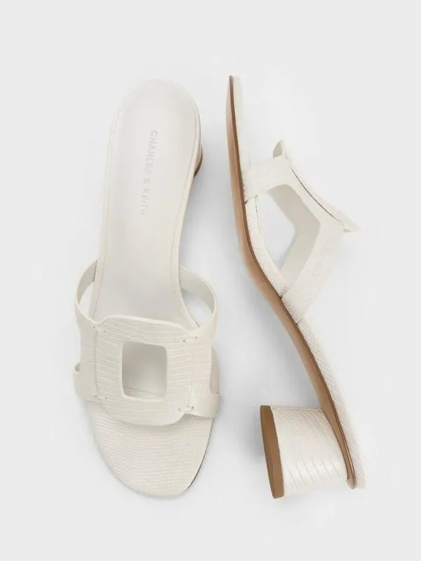 Women Easley CrocEffect CutOut Heeled Sandals 8211 Animal Print White CHARLES and KEITH Heels Women Easley CrocEffect CutOut Heeled Sandals 8211 Animal Print White CHARLES and KEITH Heels