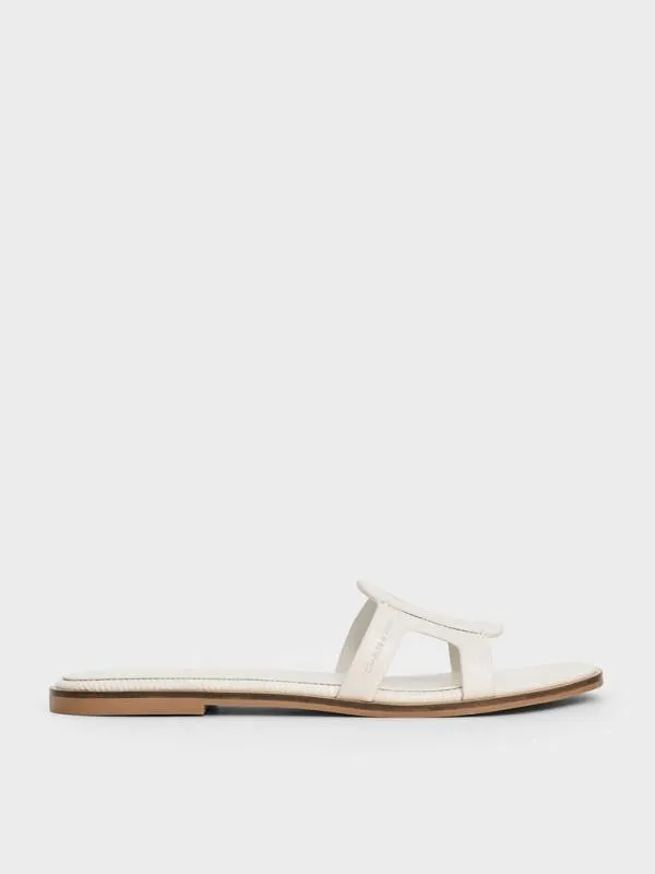 Women Easley CrocEffect CutOut Slide Sandals 8211 Animal Print White CHARLES and KEITH Sandals Women Easley CrocEffect CutOut Slide Sandals 8211 Animal Print White CHARLES and KEITH Sandals