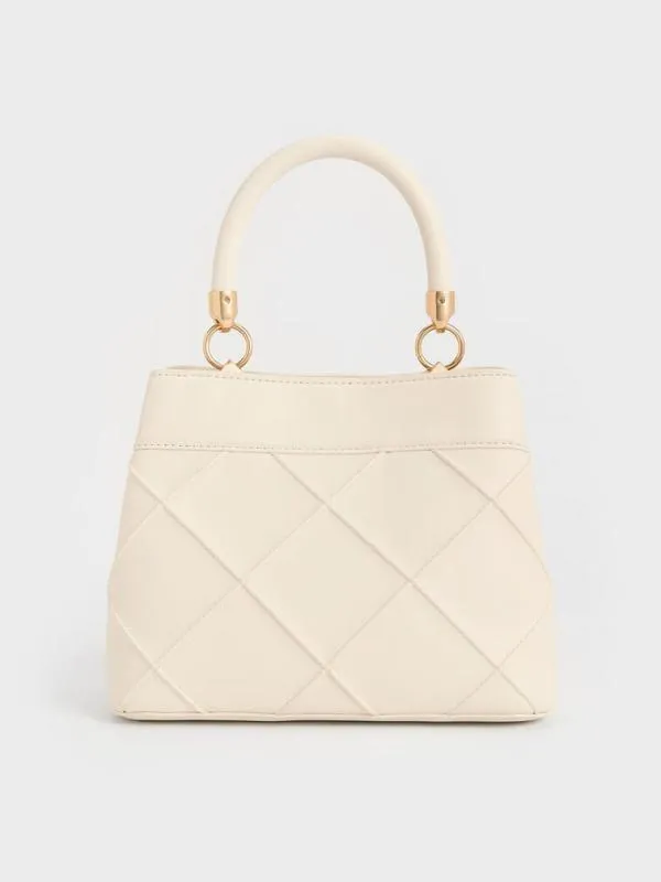 Women Eleni Quilted Top Handle Bag 8211 Cream CHARLES and KEITH Top Handle Bags
