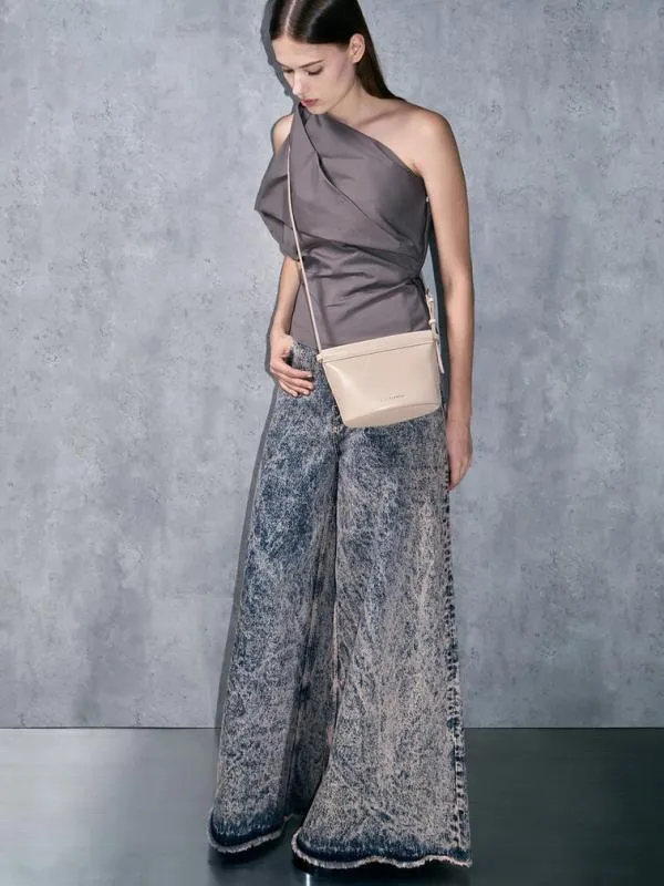 Women Ellis Bucket Bag 8211 Oat CHARLES and KEITH Crossbody Bags