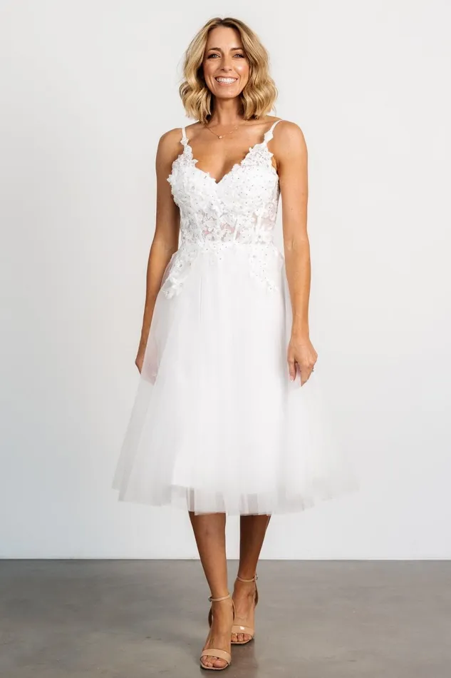 Women Embellished Sequin Baltic Born Noelle Shimmer Midi Dress Off White