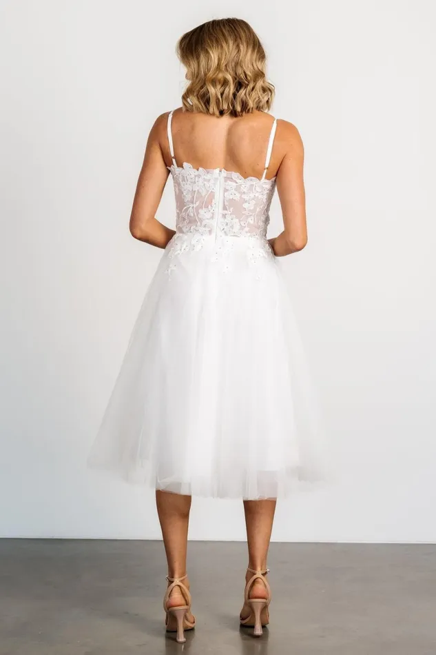 Women Embellished Sequin Baltic Born Noelle Shimmer Midi Dress Off White