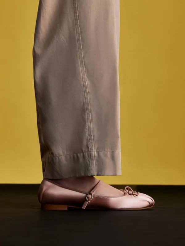 Women Emiko Satin Bow Mary Jane Flats 8211 Nude CHARLES and KEITH Ballet Flats