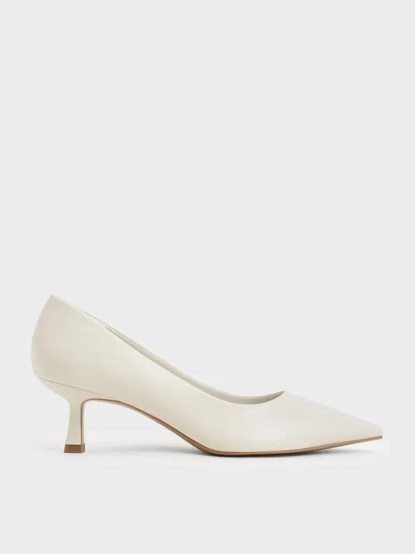 Women Emmy Pointed Kitten Heel Pumps 8211 Chalk CHARLES and KEITH Heels