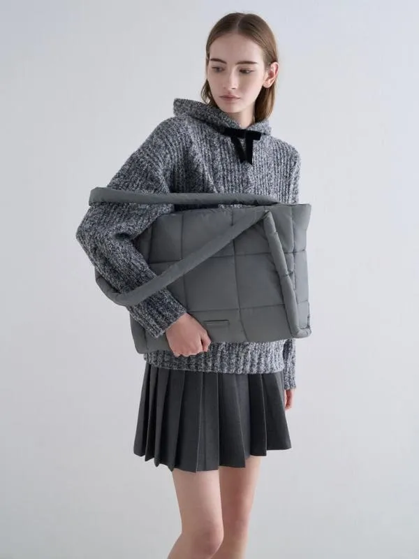 Women Errya Nylon Quilted Puffy Tote Bag 8211 Grey CHARLES and KEITH Slouchy Bags