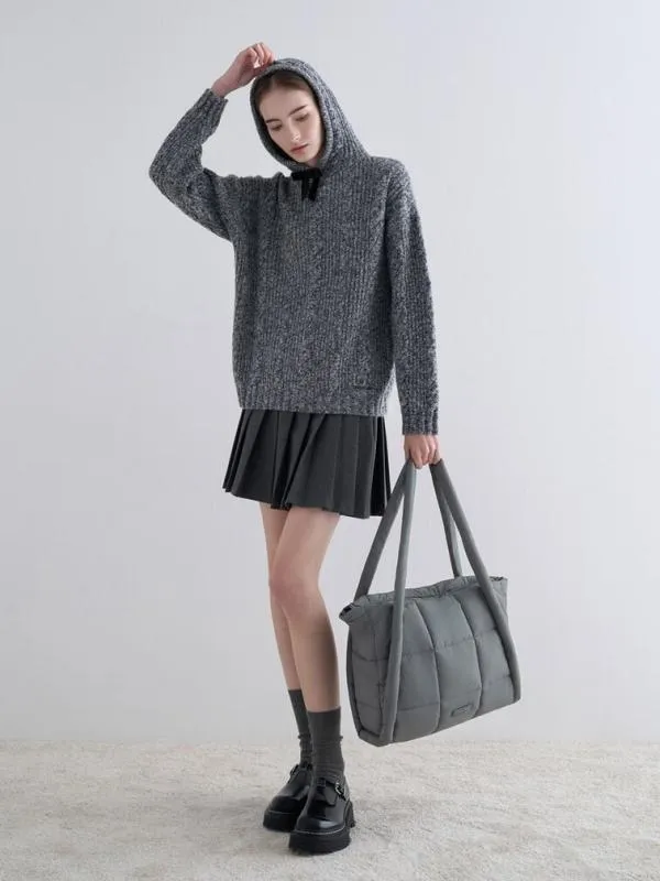 Women Errya Nylon Quilted Puffy Tote Bag 8211 Grey CHARLES and KEITH Slouchy Bags