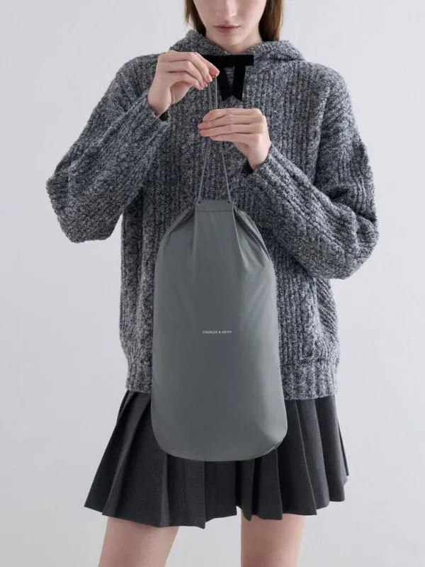 Women Errya Nylon Quilted Puffy Tote Bag 8211 Grey CHARLES and KEITH Slouchy Bags