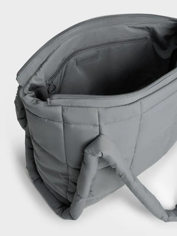 Women Errya Nylon Quilted Puffy Tote Bag 8211 Grey CHARLES and KEITH Slouchy Bags