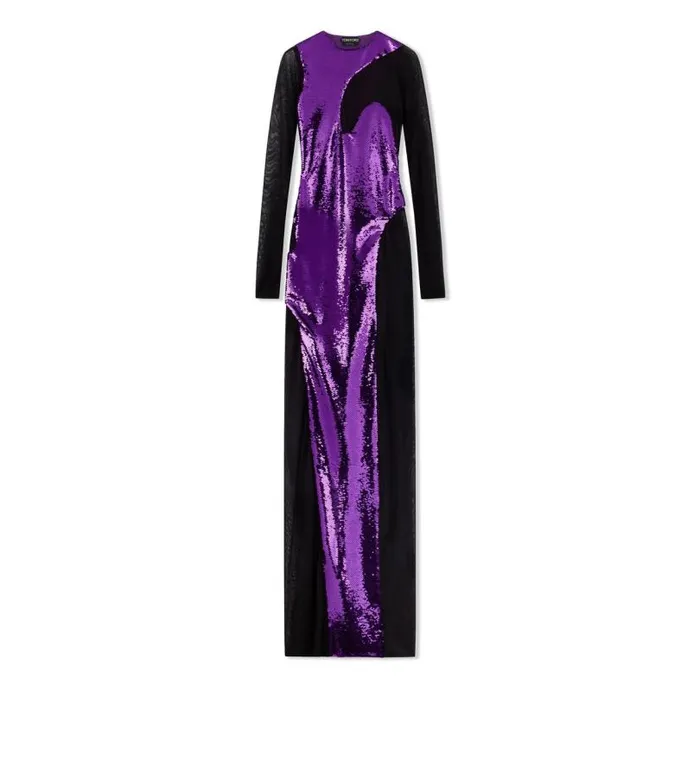 Women Evening Tom Ford Liquid Sequins Evening Dress Amethyst