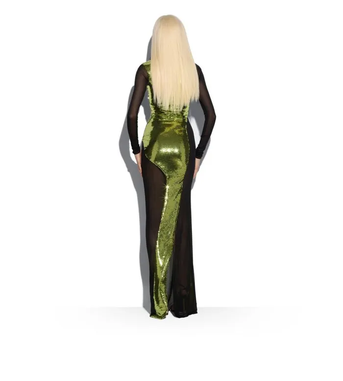 Women Evening Tom Ford Liquid Sequins Evening Dress Lime