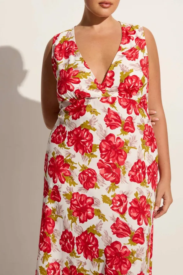 Women Faithfull The Brand Dresses Acacia Maxi Dress Isadora Floral Red 8211 Faithfull The Brand