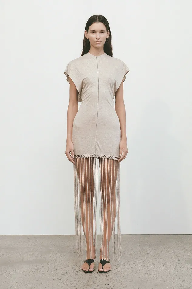 Women Faithfull The Brand Dresses Ines Fringe Dress Oatmeal