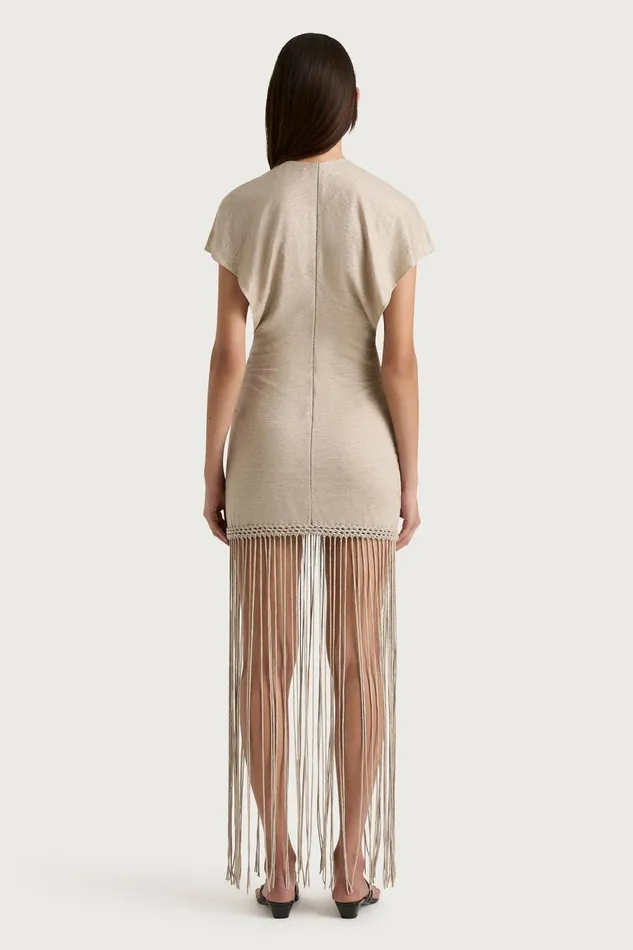 Women Faithfull The Brand Dresses Ines Fringe Dress Oatmeal