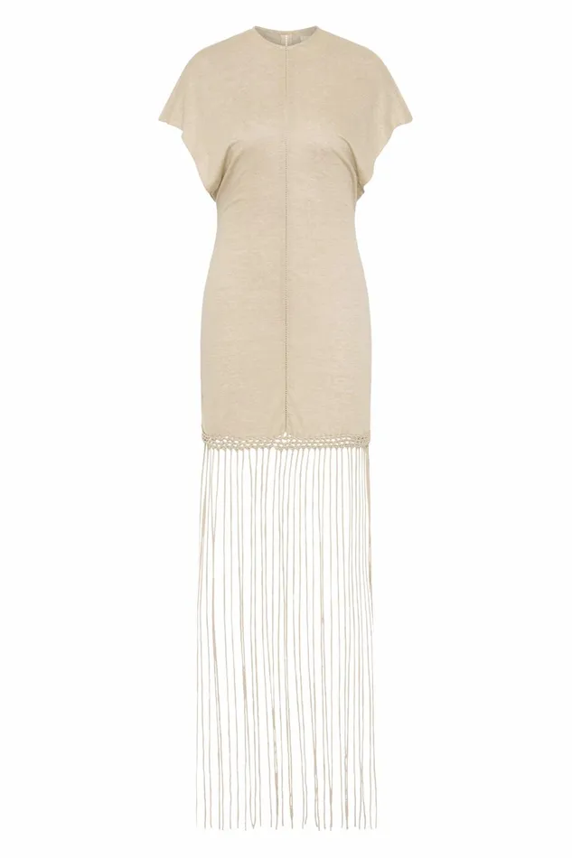 Women Faithfull The Brand Dresses Ines Fringe Dress Oatmeal