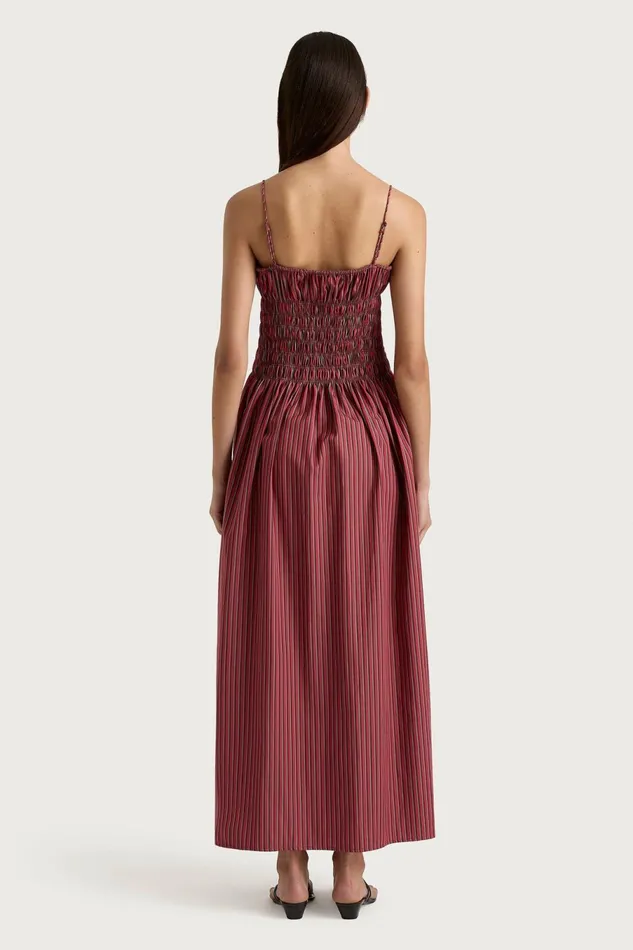 Women Faithfull The Brand Maxi Dresses Aya String Maxi Dress Wine Stripe