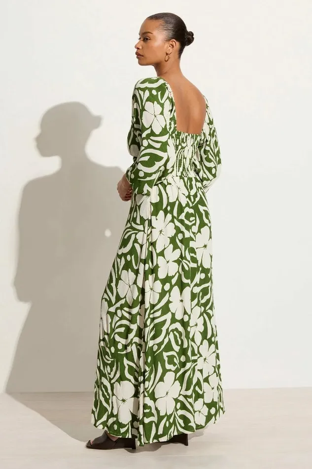 Women Faithfull The Brand Midi Dresses Ondina Midi Dress Pavito Floral Olive 8211 Faithfull The Brand
