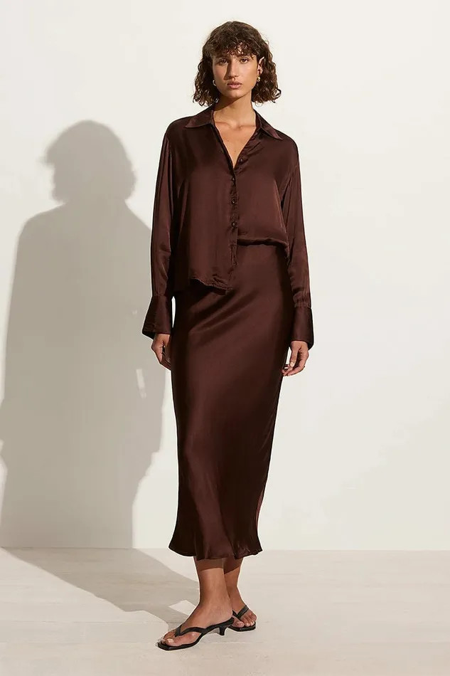 Women Faithfull The Brand Tops Francisca Shirt Dark Truffle 8211 Faithfull The Brand
