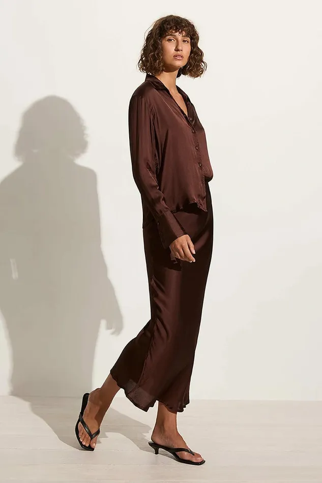 Women Faithfull The Brand Tops Francisca Shirt Dark Truffle 8211 Faithfull The Brand